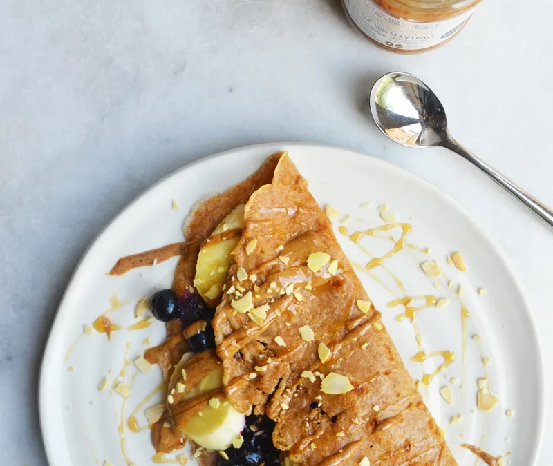 3 Ingredient Crepes with Banana & Almond Butter